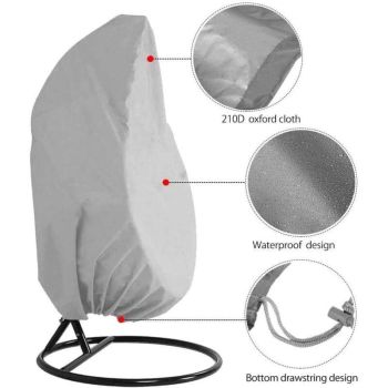 Hanging Chair Cover, Hanging Armchair Cover, Protective Cover for Egg Chair, Waterproof Furniture Cover with Zipper, Gray, 190 x 115cm