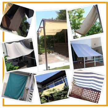 Rectangular Waterproof Shade Sail 98 UV Ray Protection Canvas Shade Sail, with Ropes for Outdoors, Garden and Terrace, Beige, 2 x 3 M, 1.5 M