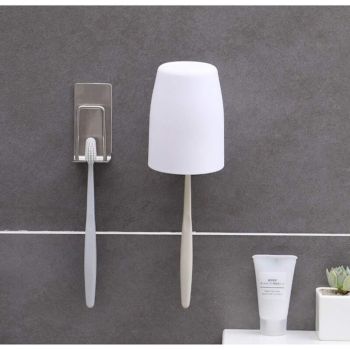 4 Pack Toothbrush Holder Stainless Steel Toothbrush Holders, Wall Mounted, Cups, Mugs, Toothbrush Holders, Waterproof and Self Adhesive, No Drilling