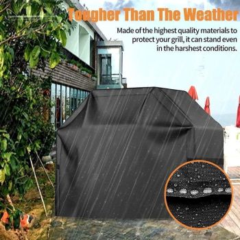 Barbecue Cover 210D Waterproof Oxford Gas Grill Cover Compatible with Weber Holland Jennair, Black, 145 x 61 x 117cm