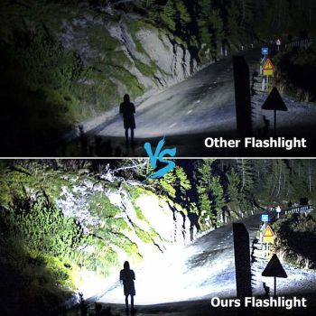 LED Tactical Flashlight 90000 Lumens COB USB Rechargeable IP65 Waterproof with 10000mAh Battery