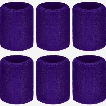 6 Piece Purple Sweatbands Wristbands for Football Basketball Running Athletic Sports
