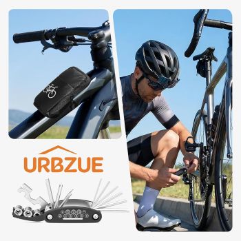 Bike Tool Kit with Puncture Repair Set, Bicycle Repair Kit with 3 Tyre Levers, Multifunctional Bike Accessories for Road Bike Mountain Bike BMX