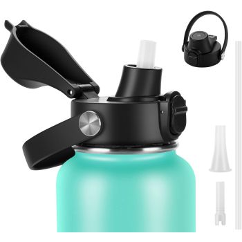 Auto Flip Lid Replacement with Button Lock, Spout Lid Compatible with Hydro Flask Wide Mouth, Simple Modern, Iron Flask and Other Brands