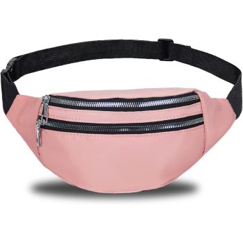 Fanny Pack for Women Men, Lightweight Bum Bag Waist Pack with 2 Zipper Pockets and Adjustable Strap, Large Belt Bag for Running Hiking Dog Walking