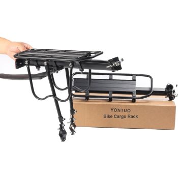Bike Cargo Rack with Fender and Reflective, Quick Release Rear Bike Rack for Mountain Road Bicycles, Universal Bike Luggage Rack, Large Capacity Bike Pannier Rack