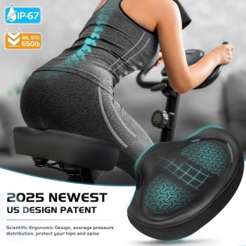 Noseless Bike Seat Cushion, Extra Padding Wide Comfortable Bicycle Saddle Compatible with Peloton, Exercise, Electric and Cruiser Bikes for Men Women