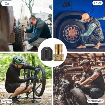 6 Pack Presta Valve Adapter, Brass Bike Valve Adaptor Convert Presta to Schrader for Bikes and Cars, Inflate Tire with Standard Pump or Air Compressor