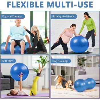 Peanut Ball Anti-burst Exercise Ball with Pump for Physical Therapy, Pregnancy Birth, Yoga Training, 90x45cm