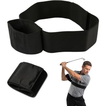 Golf Swing Trainer Arm Connection Band, Adjustable Golf Swing Training Aid for Swing Plane, Stability, Rhythm and Muscle Memory