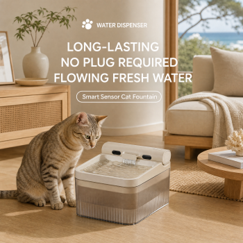 Cream White Cat Water Fountain 3L, Cordless Pet Water Dispenser for Cats & Small Dogs, Smart Sensor, 3 Modes, Quiet Rechargeable Type-C Drinking Bowl