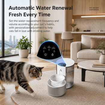 Cream White Smart Pet Water Dispenser 3L Cordless Cat Water Fountain No Filter Required, Rechargeable Wireless Pet Drinking Fountain with Clean & Waste Water Separation, Tilt-to-Refresh Bowl, 2000mAh Battery for Cats & Small Dogs