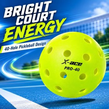 6Pcs X-ACE PRO-40 Outdoor Pickleball Balls, Official 40-Hole Tournament Standard Pickle Balls for Outdoor Hard Court Training & Competition