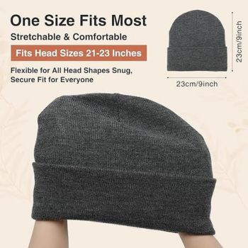 Hat - Knitted hat - Winter hat - Warm hat - Hat with satin lining - warm winter hat - knitted winter hat with fold-over brim - silk lining - soft knitted hat - warm and comfortable - for men and women - grey