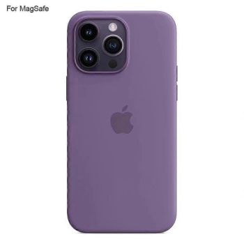 MagSafe Compatible Purple Liquid Silicone Case for iPhone 14 Pro, Soft Shockproof Phone Cover