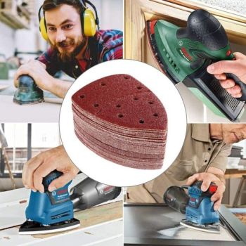 60pcs Triangle Sanding Pads for Bosch PSM 100A / PSM 160 / PSM 200 AES / PSM 18 / PDA 180, 105×152mm Hook & Loop Sandpaper Assorted Grit 40/60/80/100/120/180 for Multi-Sander