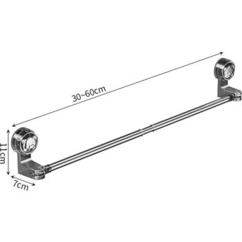 Adjustable 30-60cm Telescopic Suction Towel Rail, No Drill Rotatable Wall Mount Towel Bar, Stainless Steel Bathroom Kitchen Corner Towel Rack