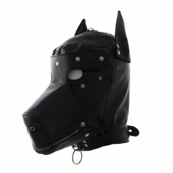House Of Dasein Black Dog Mask Full Hood Puppy Pet Play Bondage Kink Bdsm Fetish Restraints - Black