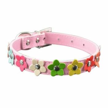 House Of Dasein Rainbow Flower Collars Pet Play Puppy Kitten Bondage Kink Fetish Restraints - Pink - M
