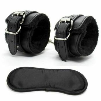 House Of Dasein Blindfold Cuffs Set Sensory Deprivation Bondage Kink Bdsm Restraints - Black