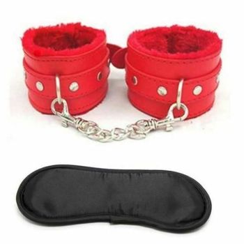 House Of Dasein Blindfold Cuffs Set Sensory Deprivation Bondage Kink Bdsm Restraints - Red