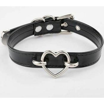 House Of Dasein Bdsm Heart Choker Collar Submissive Symbolic Jewelry Kink Fetish - Blacksilver