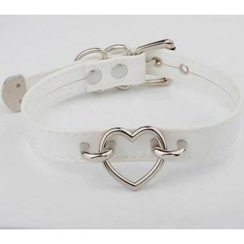 House Of Dasein Bdsm Heart Choker Collar Submissive Symbolic Jewelry Kink Fetish - Whitesilver
