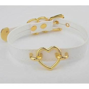 House Of Dasein Bdsm Heart Choker Collar Submissive Symbolic Jewelry Kink Fetish - Whitegold