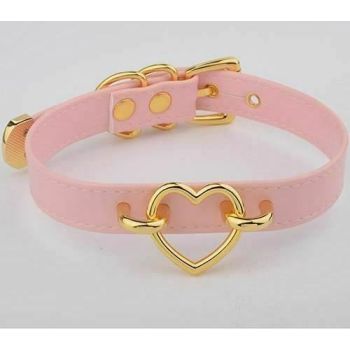 House Of Dasein Bdsm Heart Choker Collar Submissive Symbolic Jewelry Kink Fetish - Pinkgold