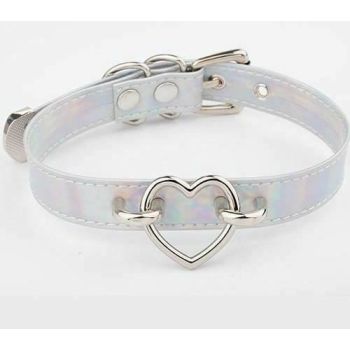 House Of Dasein Bdsm Heart Choker Collar Submissive Symbolic Jewelry Kink Fetish - Lasersilver