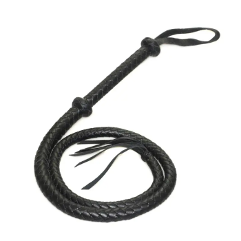 House Of Dasein Braided Leather Bullwhip Fetish Spanking Impact Play Riding Whip Bdsm - Black