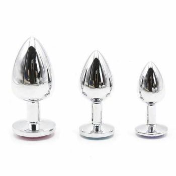 House Of Dasein Crystal Jewel Stainless Steel Anal Plugs Small Medium Large - 3 Set