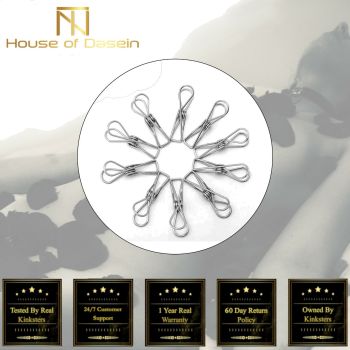 House Of Dasein Stainless Steel Clothes Pegs Nipple Clamps Breast Play Bondage Bdsm Restraints - Silver