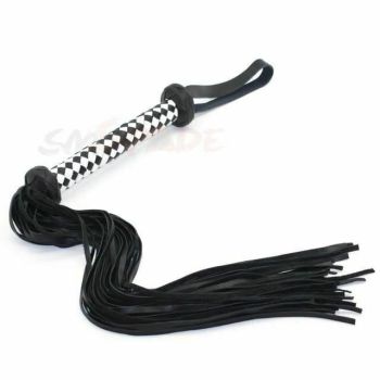 House Of Dasein Red Black Suede Leather Flogger Bdsm Impact Play Spanking Whip - Black