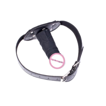 House Of Dasein Black Silicone Dildo Gag Phallic Mouth Muzzle Bondage Restraint - Black - 10Cm