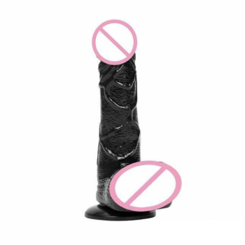 House Of Dasein Realistic Large Dildo Suction Cup Balls Dong - Black - L
