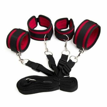 House Of Dasein Bondage Starter Kit 10 Pieces Gag Flogger Restraints Blindfold Cuffs Collar - Black - Bed Restraints