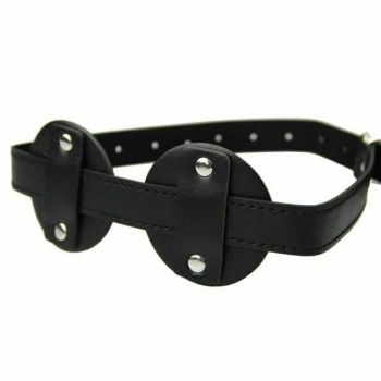 House Of Dasein Leather Blindfold Eye Mask Bdsm Bondage Restraint - Black Circles