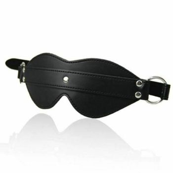 House Of Dasein Leather Blindfold Eye Mask Bdsm Bondage Restraint - Black With Rings