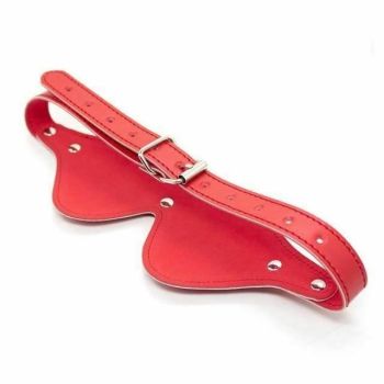 House Of Dasein Leather Blindfold Eye Mask Bdsm Bondage Restraint - Red