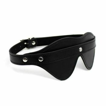 House Of Dasein Leather Blindfold Eye Mask Bdsm Bondage Restraint - Black With Strap