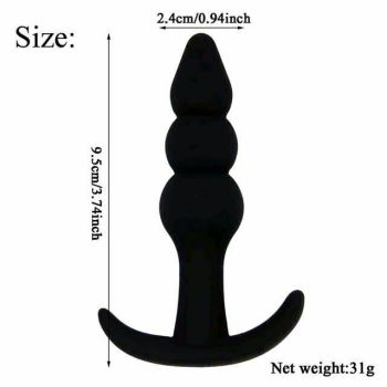 House Of Dasein Silicone Anal Dildo Butt Plug Set Bdsm Training Fetish - Black - 9.5Cm