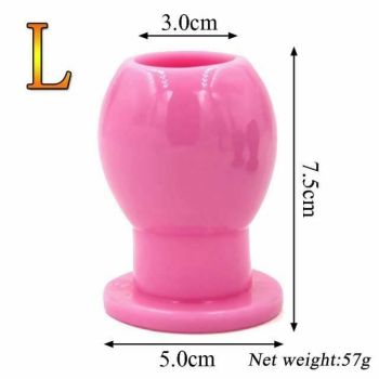 House Of Dasein Hollow Anal Plug Silicone Bdsm Enema Speculum Kink Fetish - Pink - Large