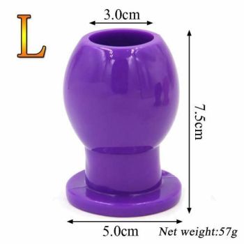 House Of Dasein Hollow Anal Plug Silicone Bdsm Enema Speculum Kink Fetish - Purple - Large