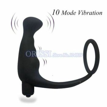 House Of Dasein Anal Vibrator Cock Ring Testicle Male Prostate Massager - Black - Model F