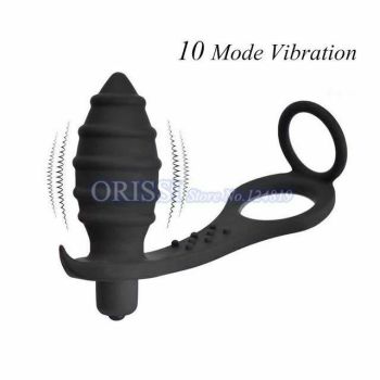 House Of Dasein Anal Vibrator Cock Ring Testicle Male Prostate Massager - Black - Model G