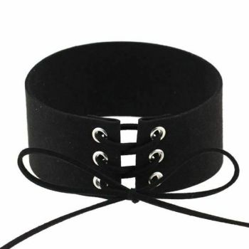 House Of Dasein Bdsm Lace Up Collar Sexy Submissive Choker Necklace Bondage Restraints - Black
