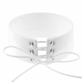House Of Dasein Bdsm Lace Up Collar Sexy Submissive Choker Necklace Bondage Restraints - White
