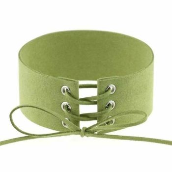 House Of Dasein Bdsm Lace Up Collar Sexy Submissive Choker Necklace Bondage Restraints - Green