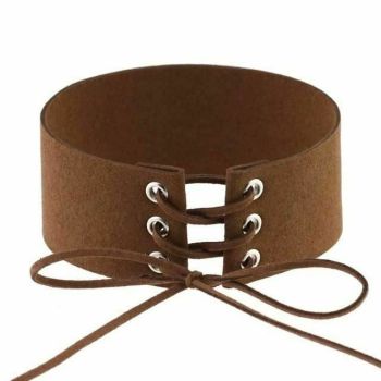 House Of Dasein Bdsm Lace Up Collar Sexy Submissive Choker Necklace Bondage Restraints - Coffee
